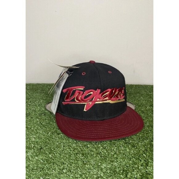 Vintage USC Trojans hat cap snap back black script deadstock football mens wool - Picture 3 of 9